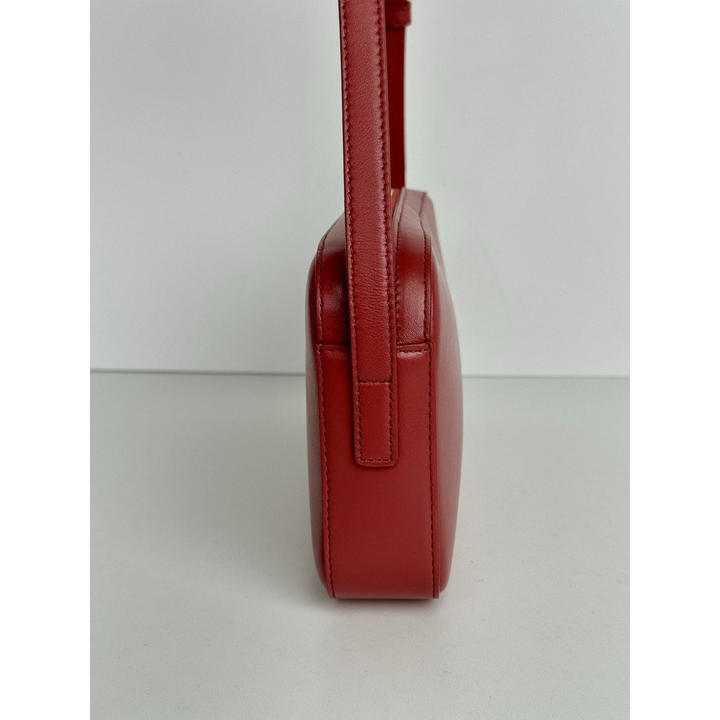 Celine Triomphe Camera Shoulder Bag Red Leather C-8