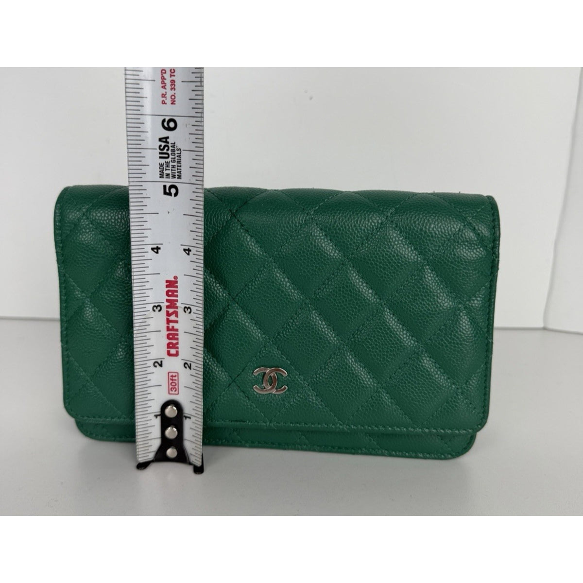 Chanel Quilted Wallet on Chain Bag in Caviar Green Leather 2020 D-4