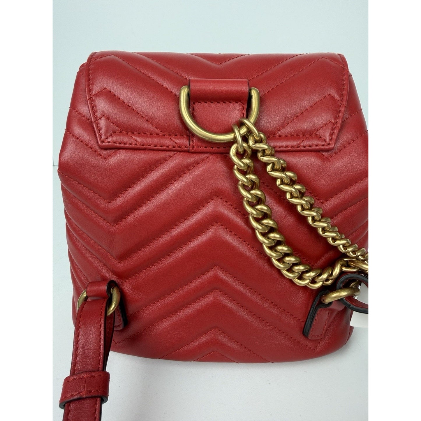 Gucci Marmont Drawstring Mini Backpack Matelasse Leather Red