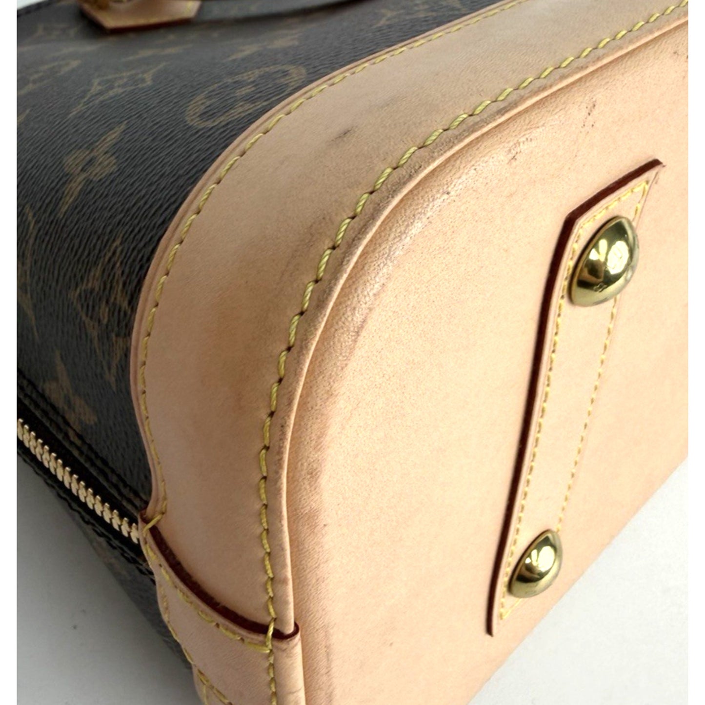 Louis Vuitton Alma PM Bag in Brown Coated Canvas with Leather Trim NFC S