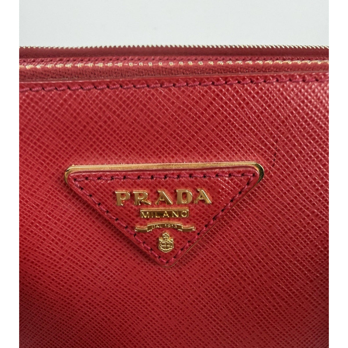 Prada Galleria Medium Top Handle Bag in Red Saffiano Leather Signature Logo S-05