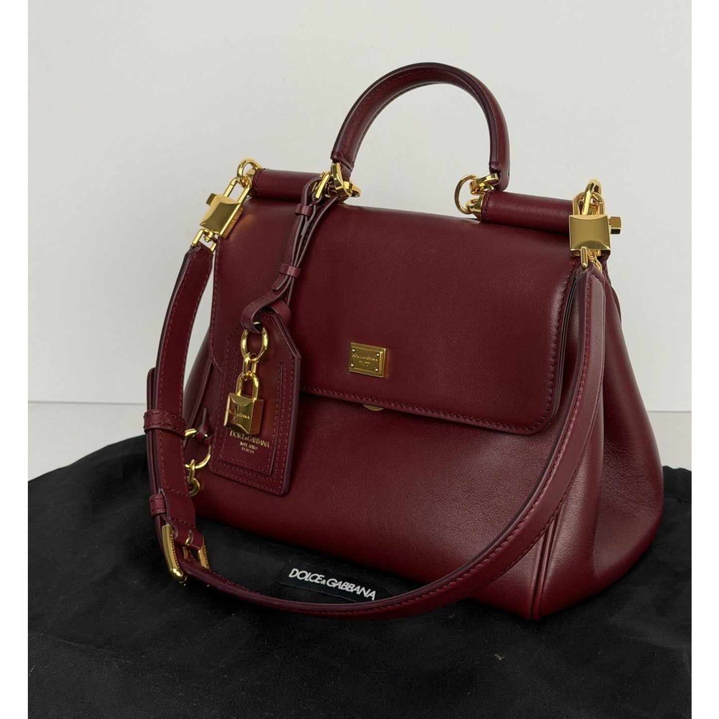Dolce & Gabbana My Sicily Leather Medium Handbag in Bordeaux R1