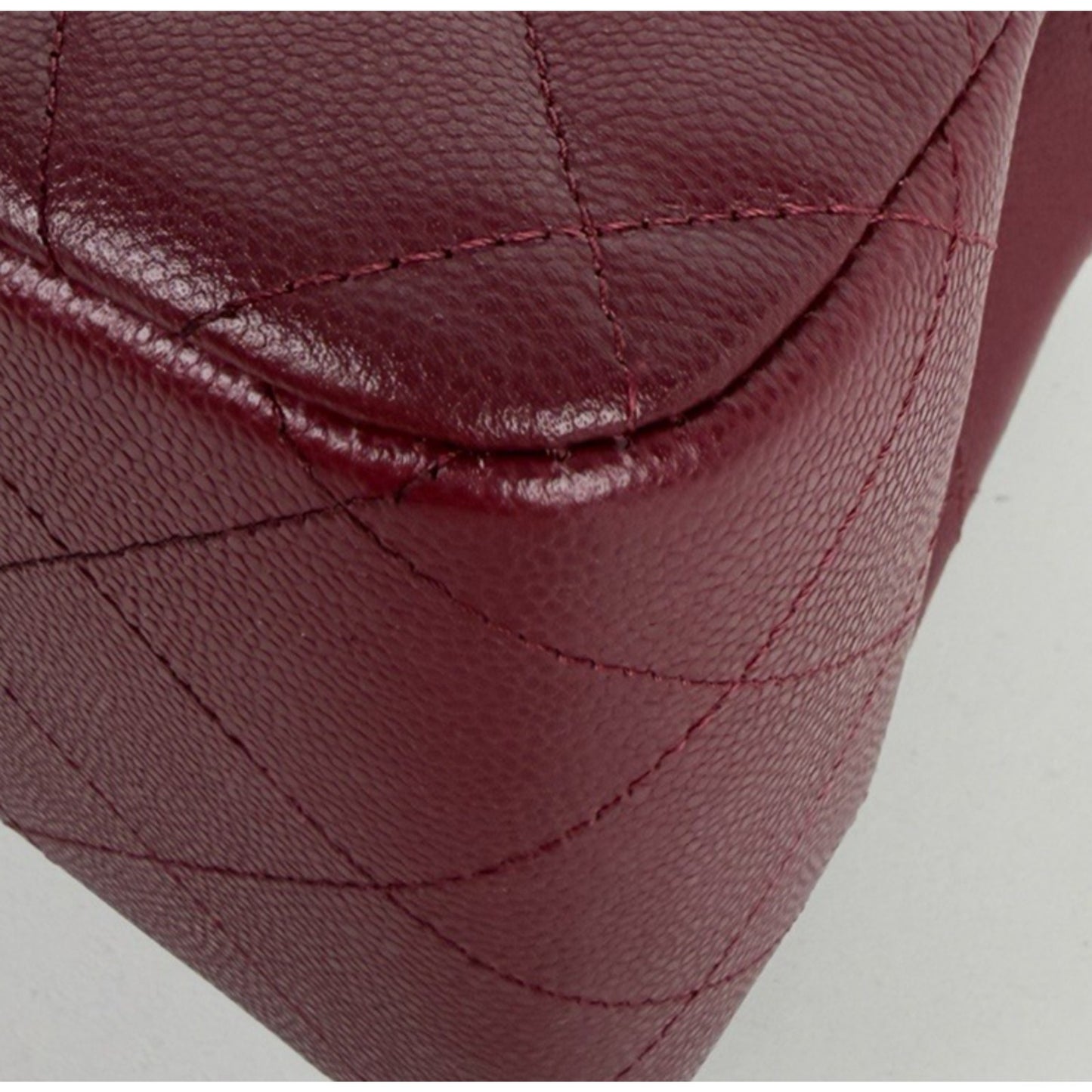 Chanel Classic Double Flap Jumbo Shoulder Bag in Burgundy Caviar Leather NFC E-5