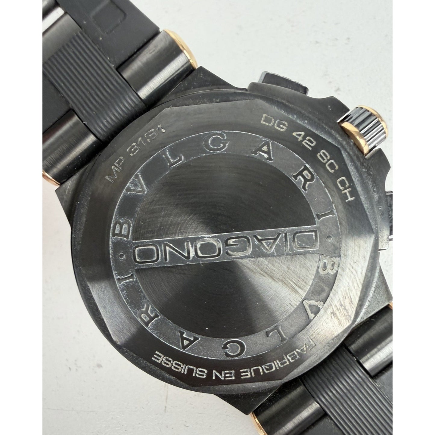 Bvlgari Diagono Ultranero Chronographe Watch in Rose Gold Bezel & Black Dial