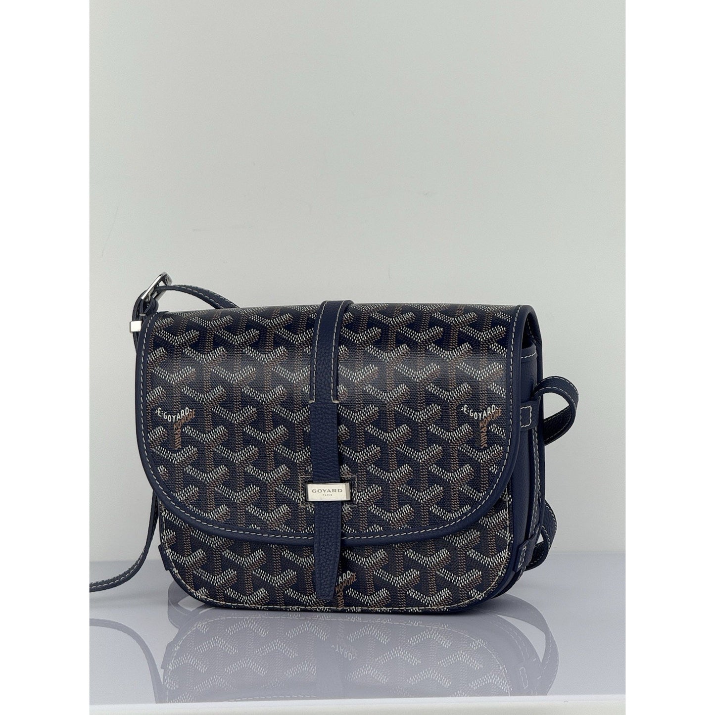 Goyard Belvedere Bag Blue Canvas Leather Crossbody
