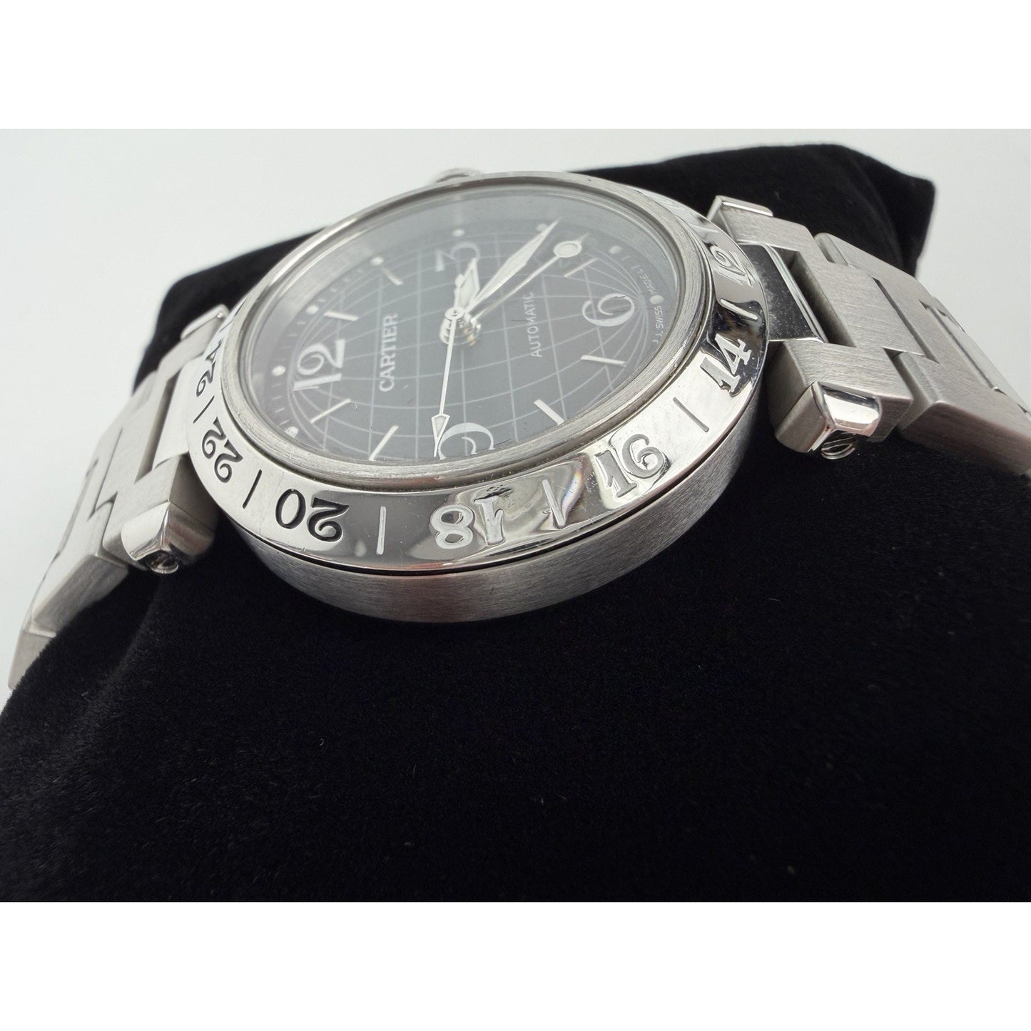 Cartier Watch Pasha C Meridian GMT W31078M7 Date Silver Dial SS Automatic