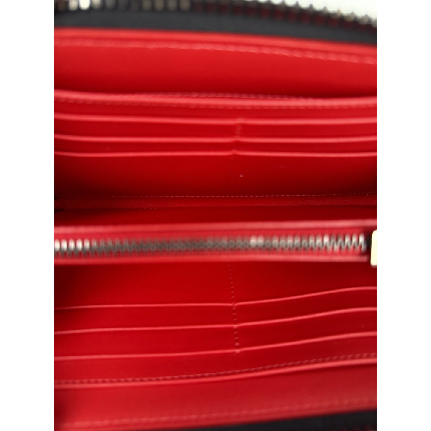 Christian Louboutin Panettone Wallet Black Leather Body & Red Monogram Canvas K3