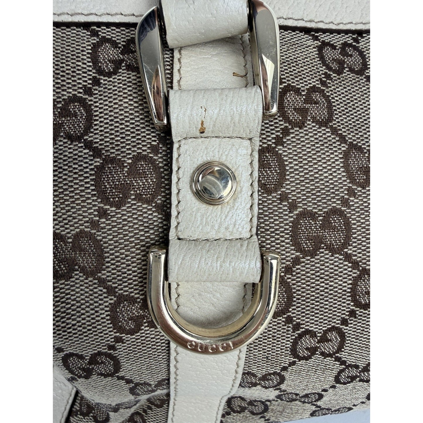 Gucci Abbey Boston Shoulder Bag Small Vintage in Brown GG Monogram Canvas S05