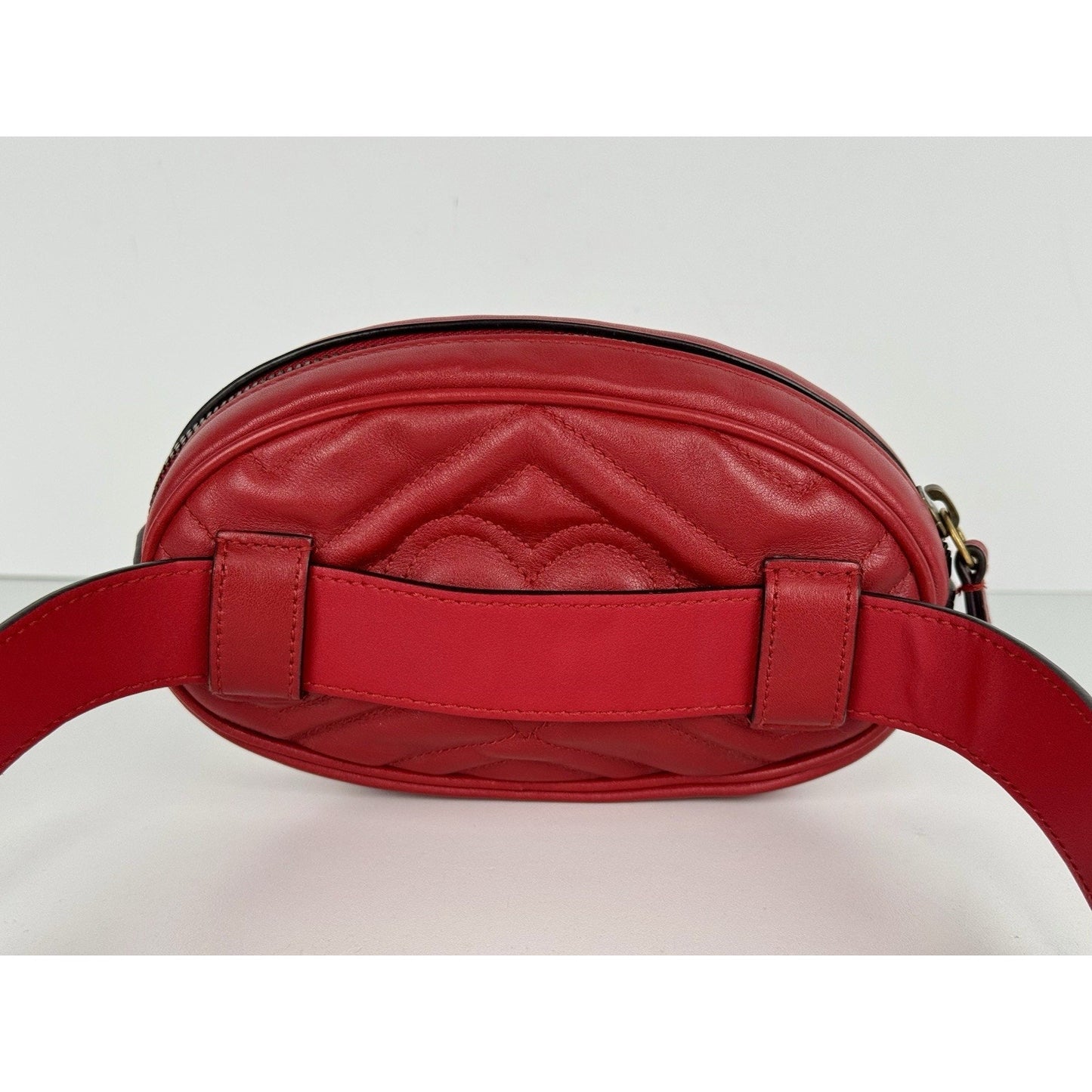 Gucci GG Marmont Red Matelasse Leather Belt Bag (85/34 476434-493075) B-2