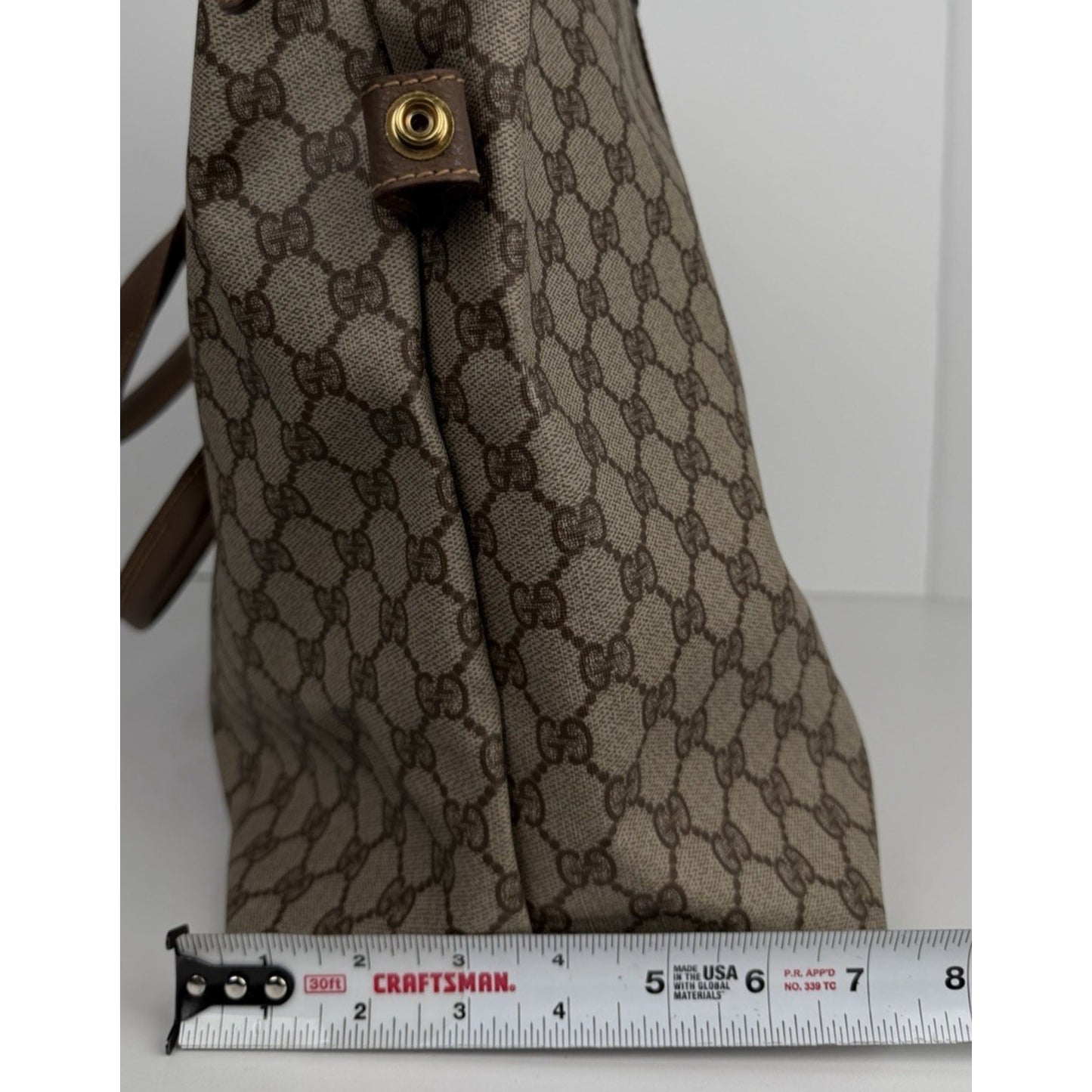 Gucci GG Supreme Large Travel Tote Bag in Brown Coated Canvas S