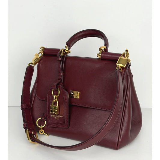 Dolce & Gabbana My Sicily Leather Medium Handbag in Bordeaux R1