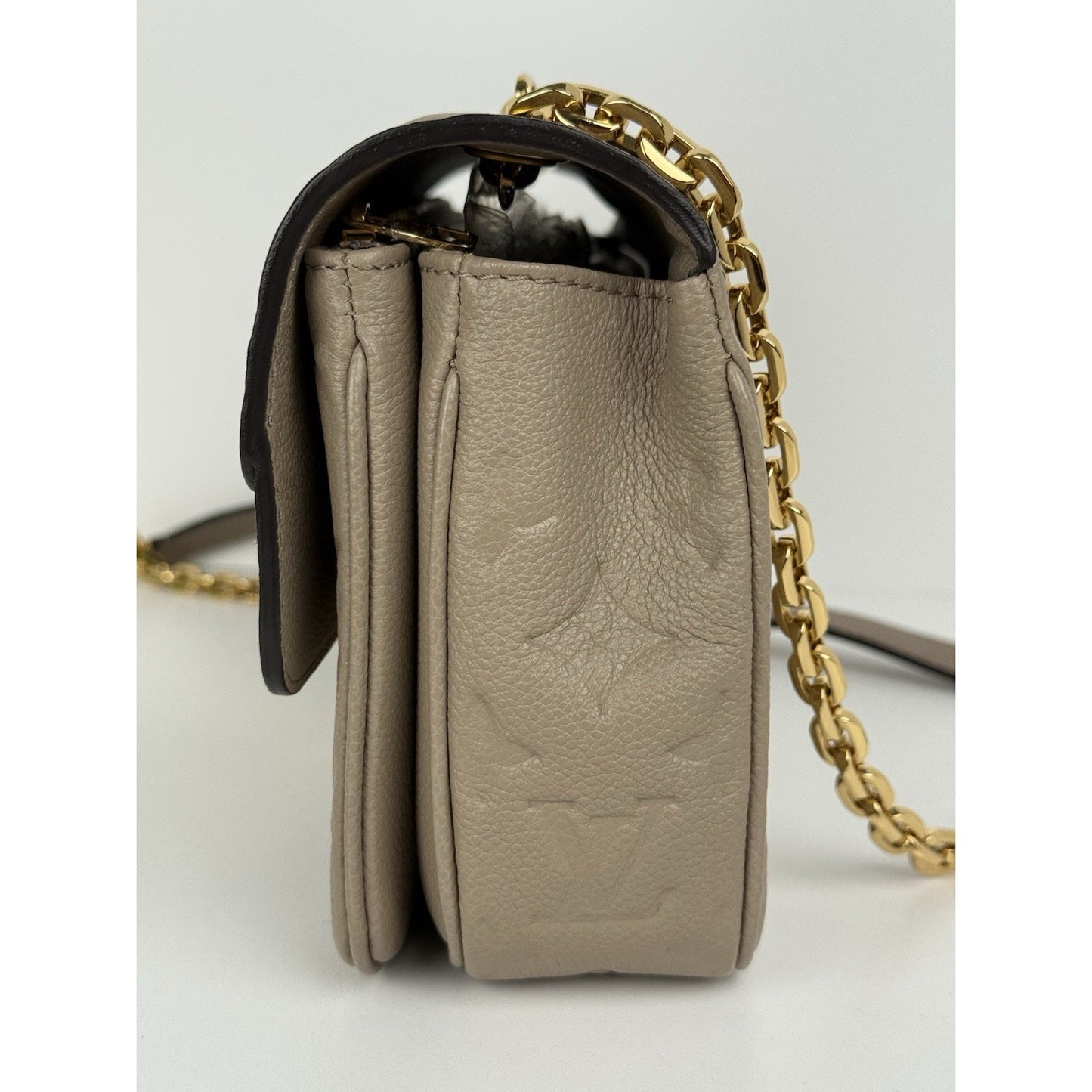 LOUIS VUITTON LV GHW Marceau Momogram Empreinte Beige Leather Shoulder Bag