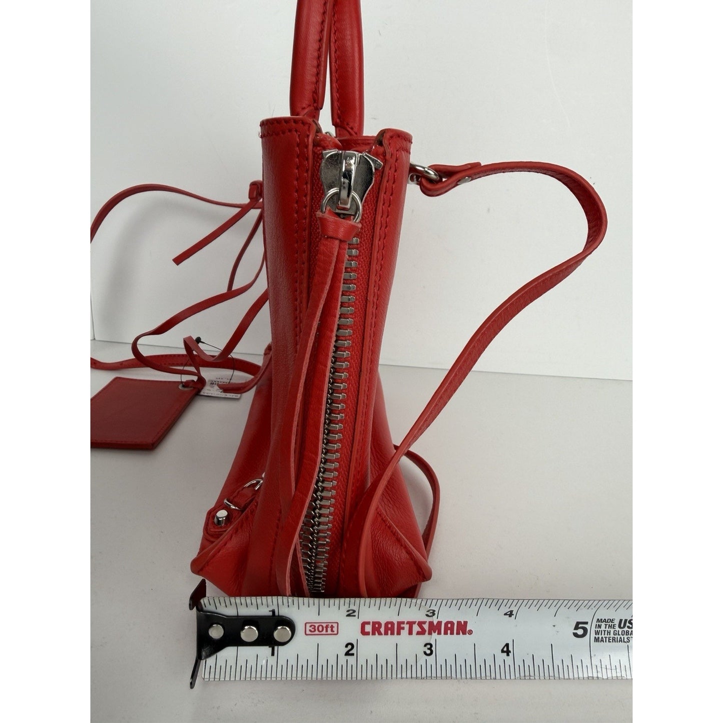 Balenciaga Papier A4 Zip-Around Tote Bag Mini in Red Calfskin Leather S-01