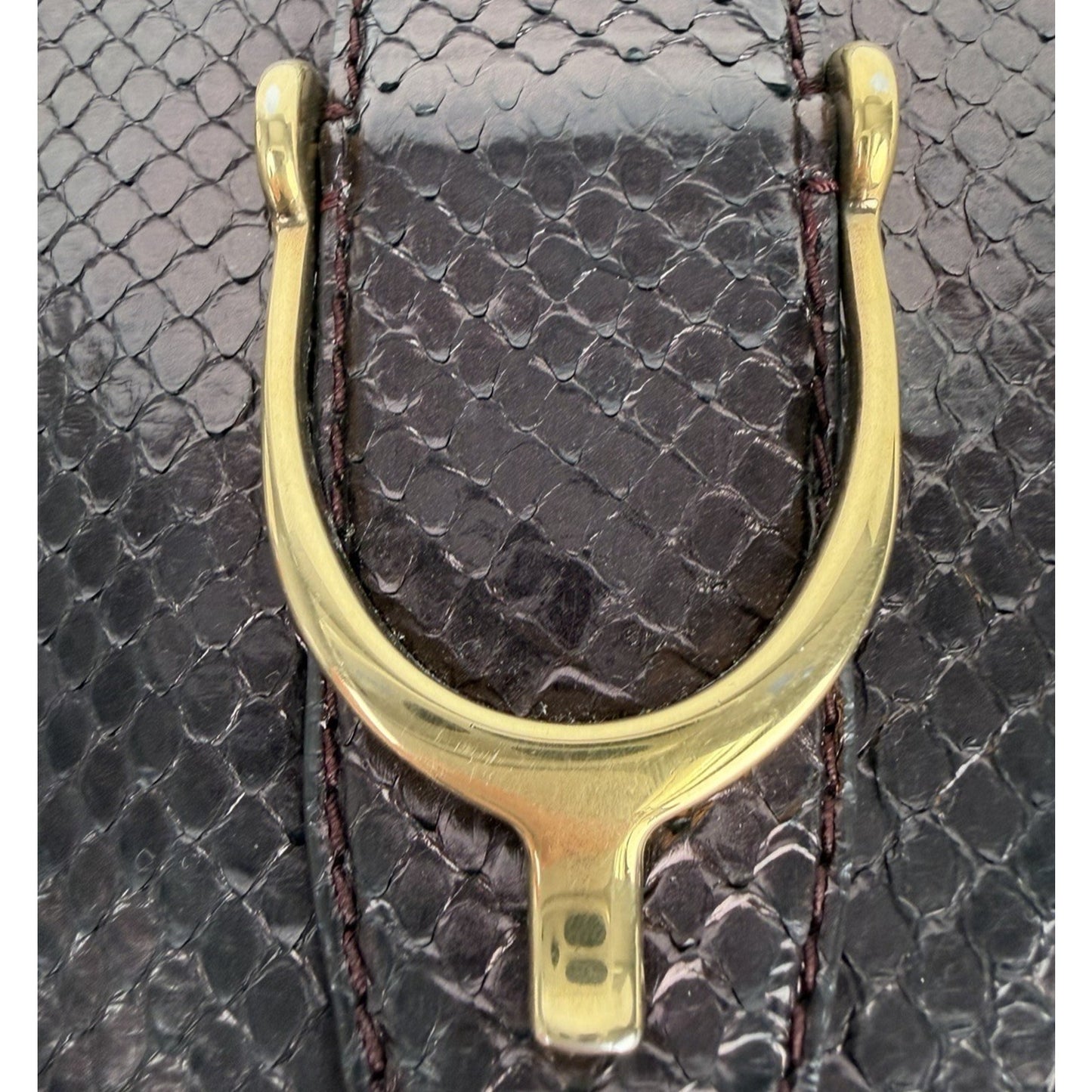 Gucci Soft Stirrup Clutch Bag in Dark Purple Python Leather K-3