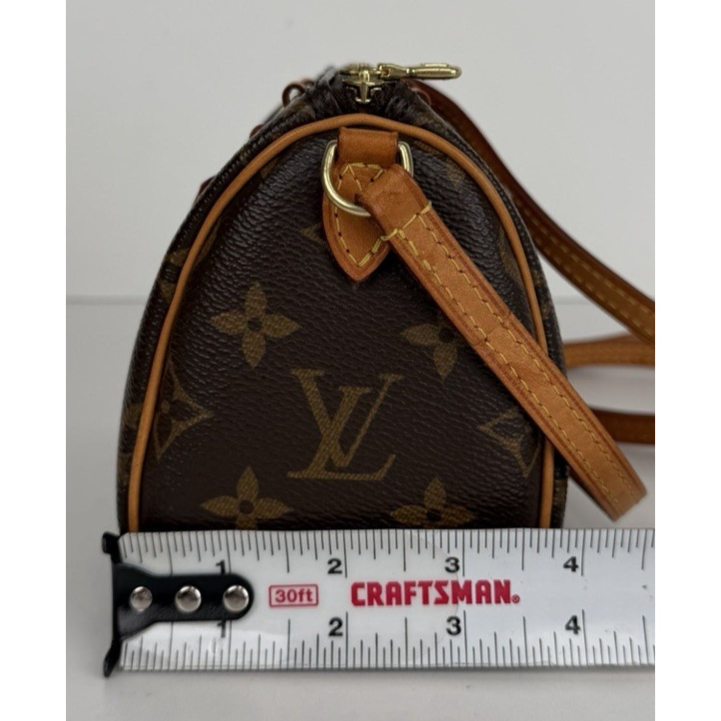 Louis Vuitton Nano Speedy Handbag in Brown Coated Canvas Crossbody 2019 B5