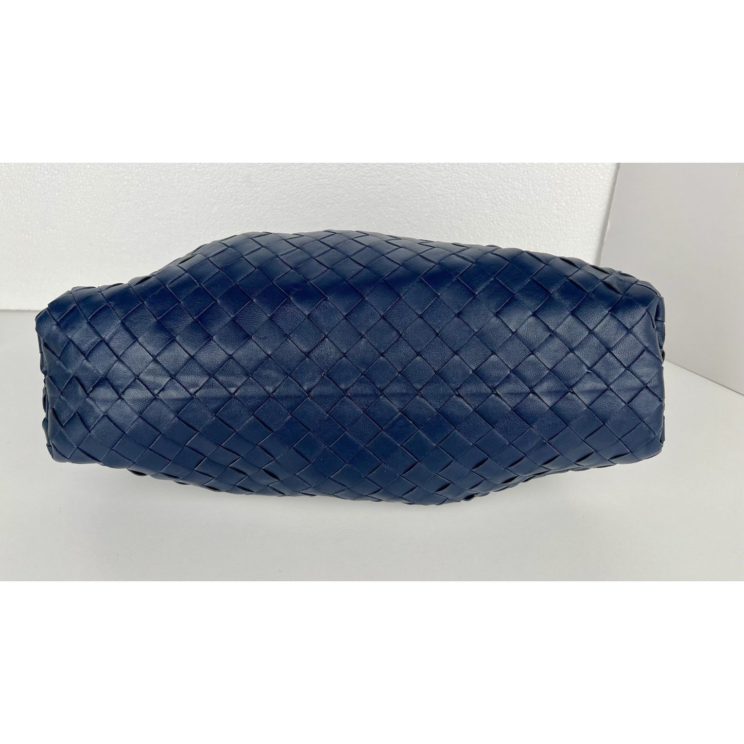 Bottega Veneta The Pouch Intrecciato Leather Blue