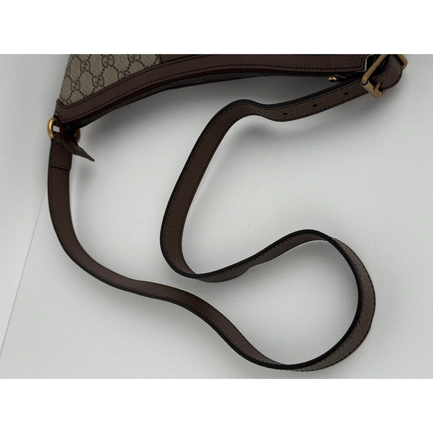 Gucci Ophidia Half Moon Hobo GG Coated Brown Canvas Small