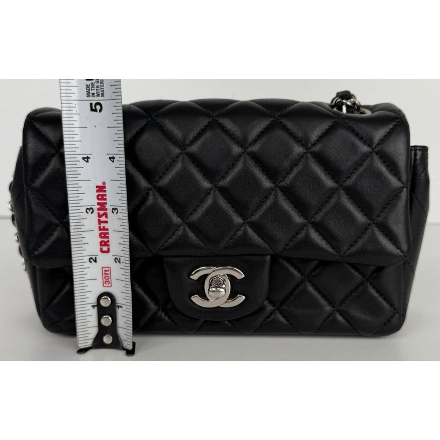 Chanel Mini Rectangular Flap Bag in Black Quilted Lambskin 2019 D-2