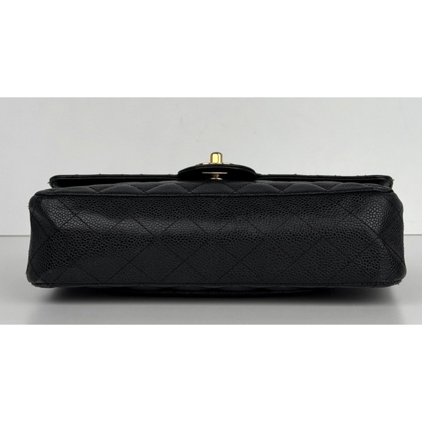 Chanel Classic Double Flap Medium Bag in Black Quilted Caviar Leather E-5