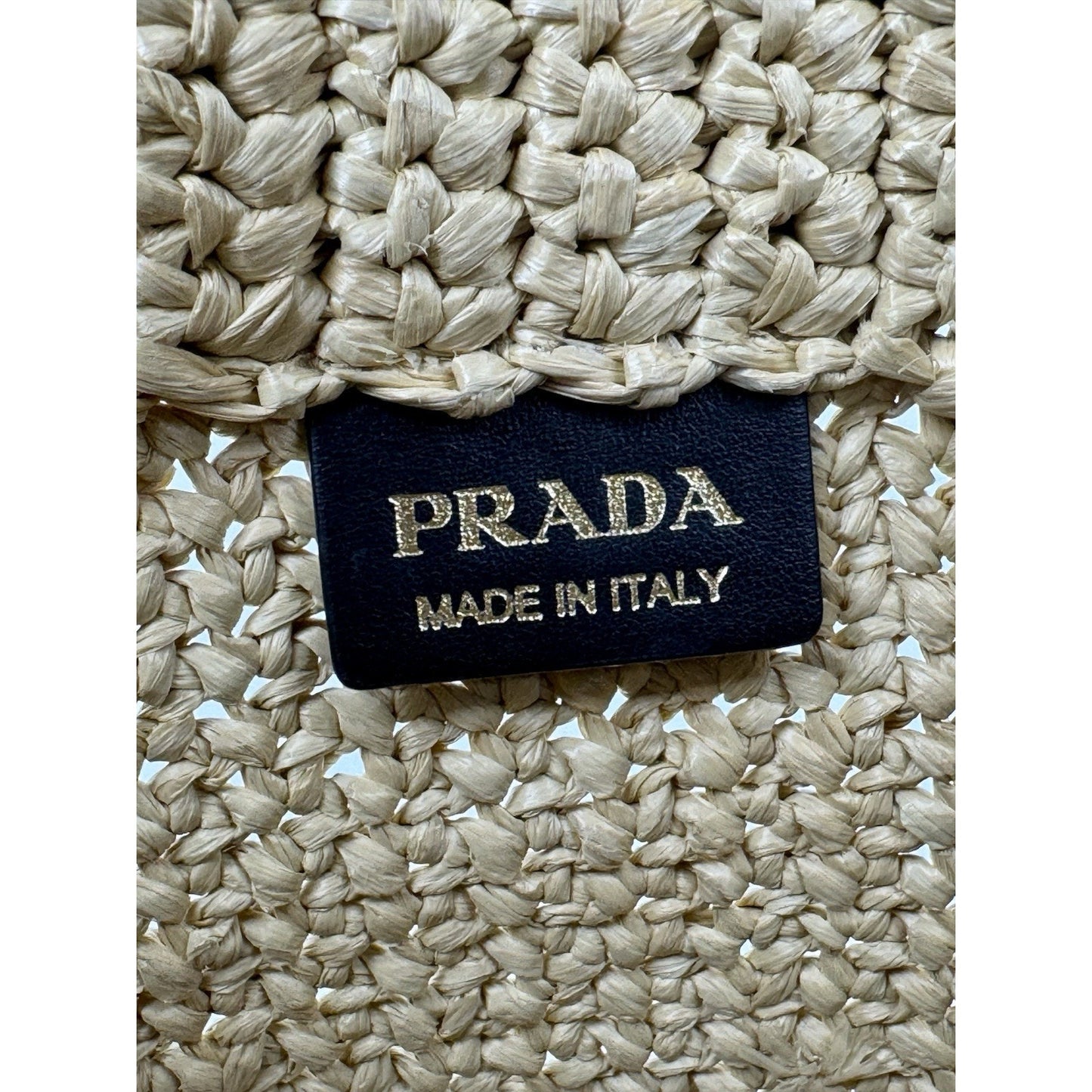 Prada Raffia Tote Bag Beige with Embroidered Logo B-2