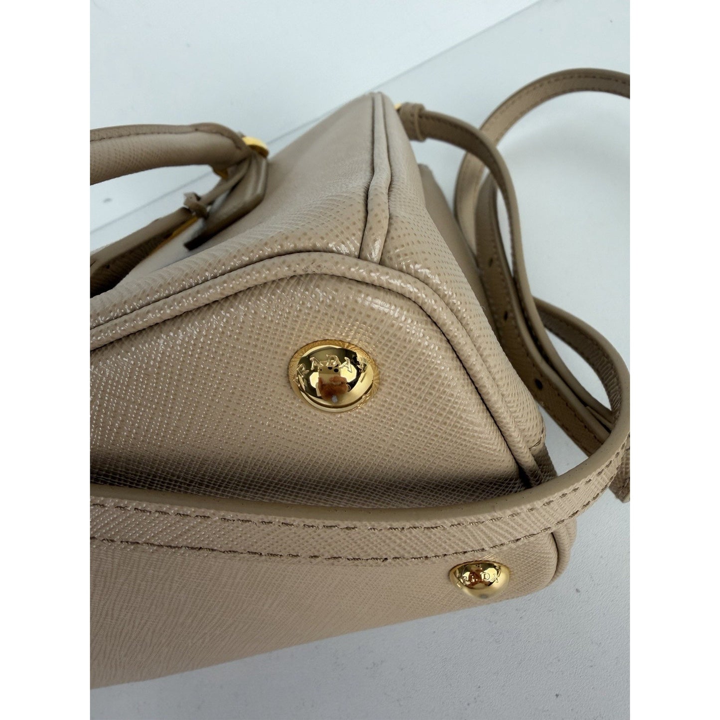 Prada Galleria Small Top Handle Bag in Beige Saffiano Leather C-9