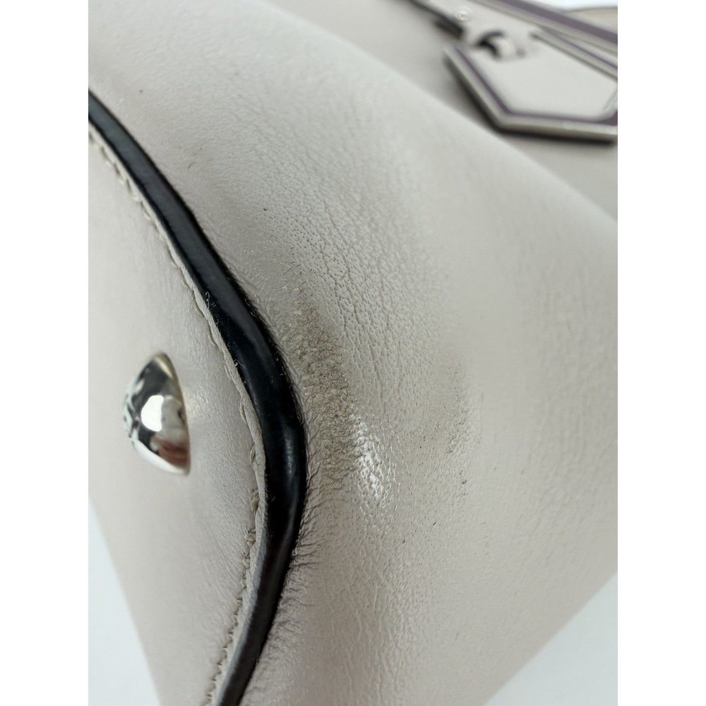 Fendi Petite 2Jours Tote Bag Neutral Gray Leather & Orange Leather Lining S