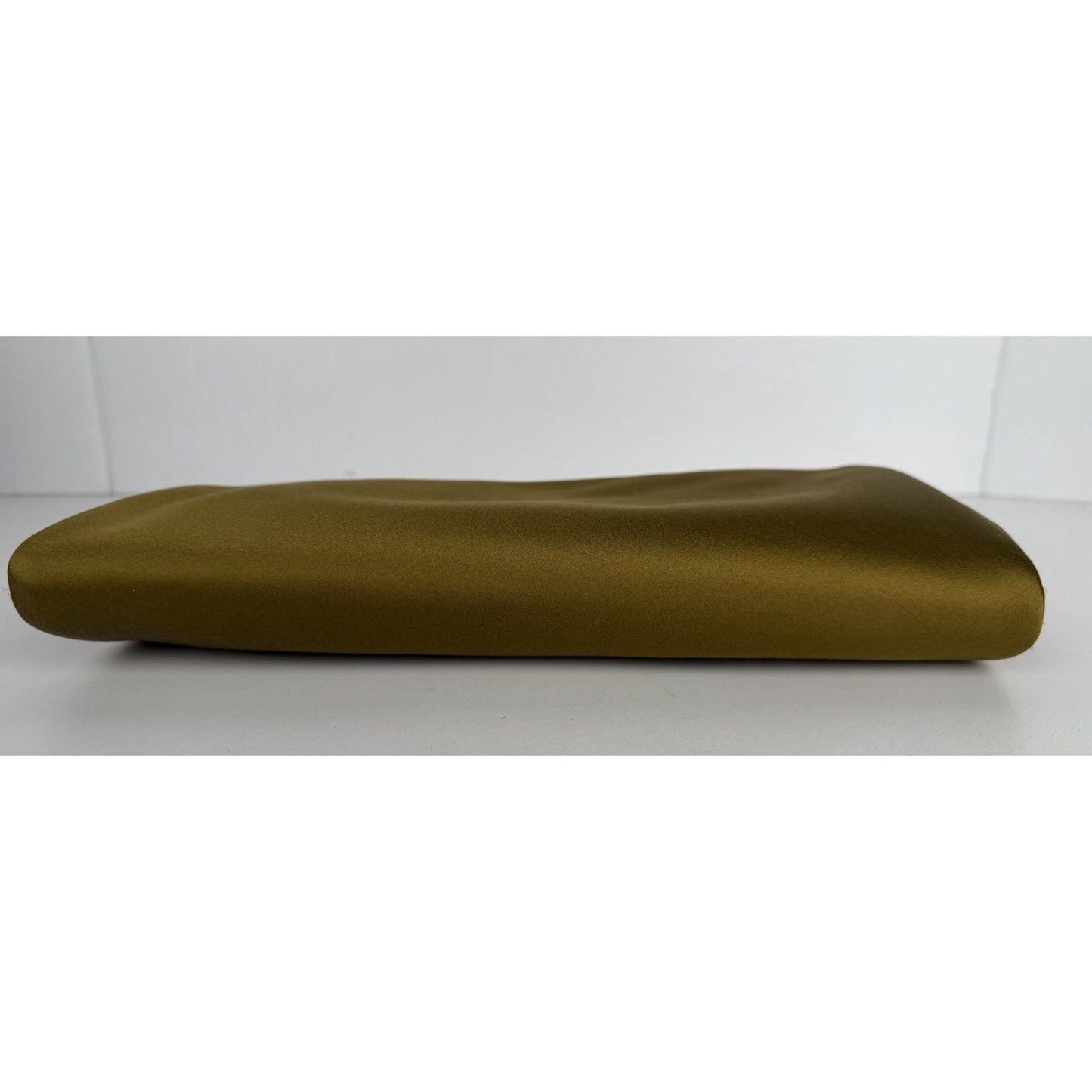 Saint Laurent Evening Soft Clutch Bag in Mustard Green Satin S-05