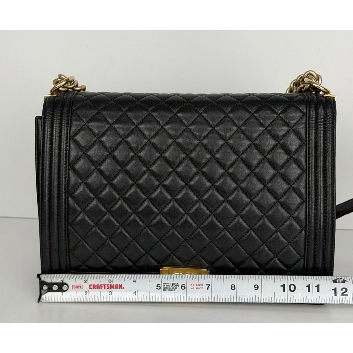 Chanel Large Boy Flap Bag in Black Quilted Leather Gold-Tone Hardware 2017 D4