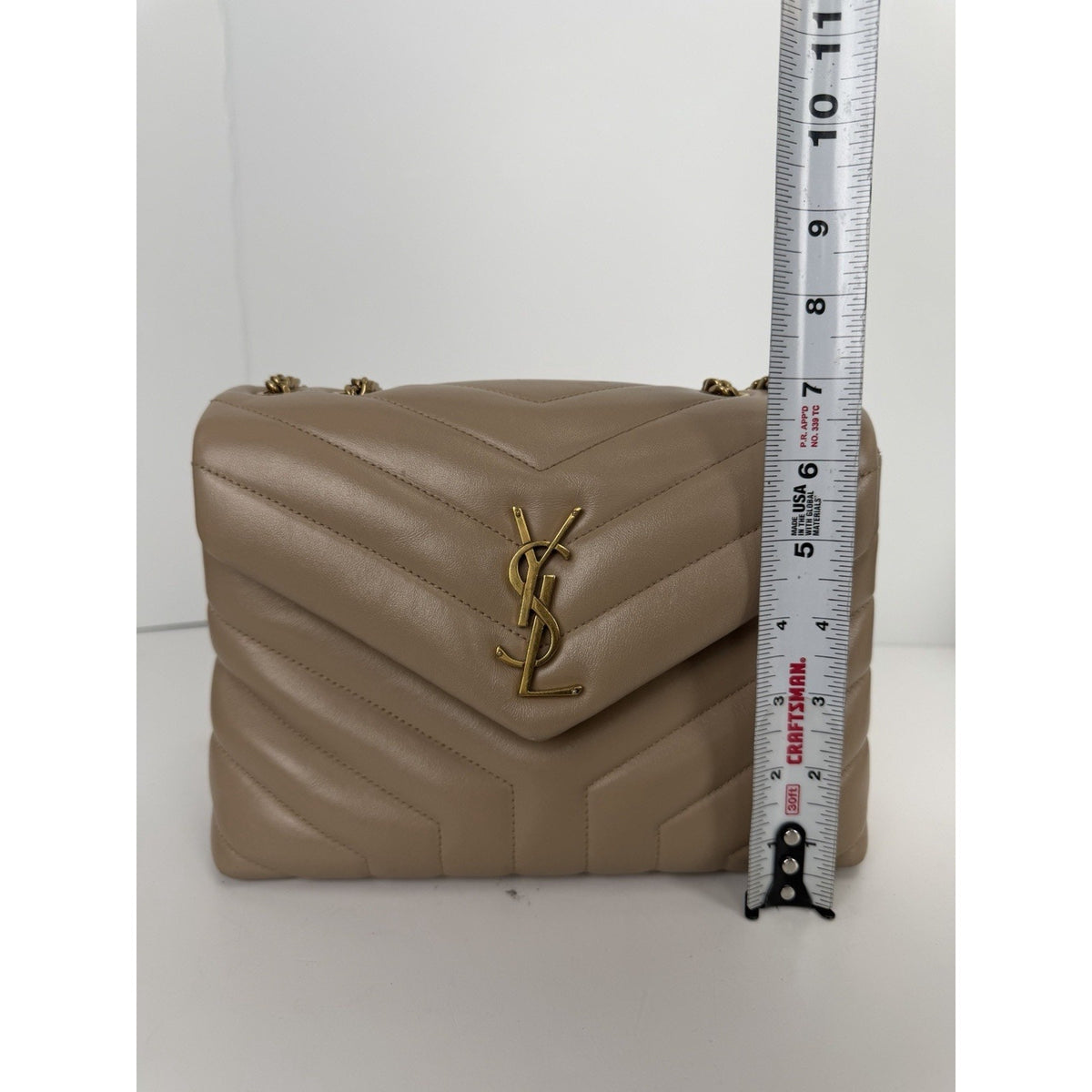 Saint Laurent Loulou Small Shoulder Bag in Beige Calfskin Quilted Leather S20