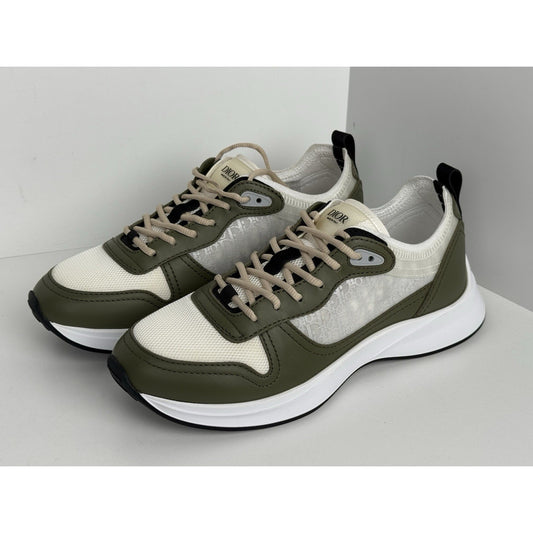 Dior Men’s Sneakers with Green Leather Accents, Size 42