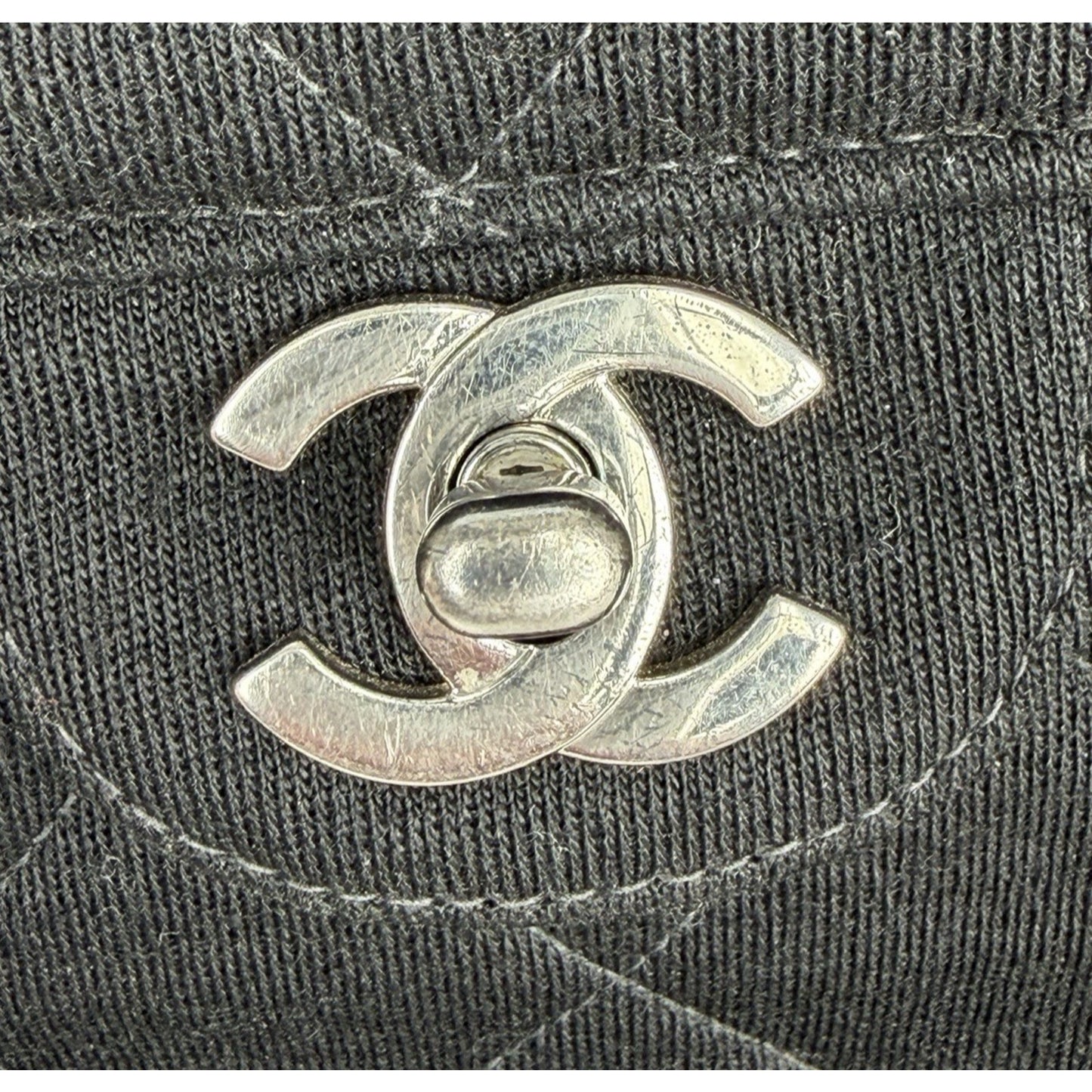 Chanel Black Cotton Two Side Flap Quilted Shoulder Bag Interlocking CC 1996-1997