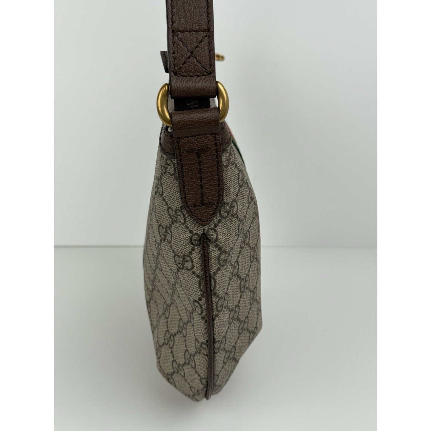 Gucci Ophidia Half Moon Hobo GG Coated Brown Canvas Small