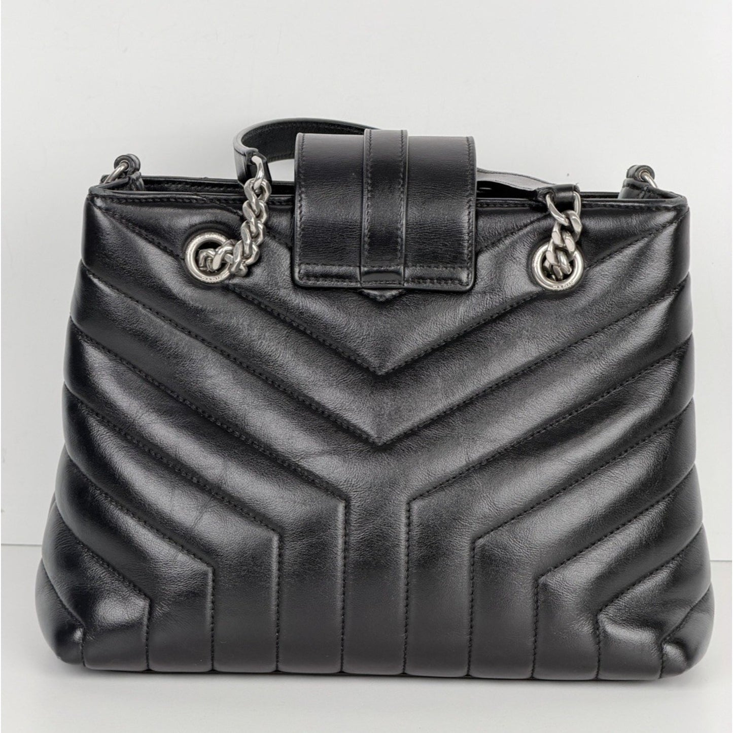Saint Laurent Y Quilted Monogram Small Loulou Shopper Tote Bag Black Leather C8