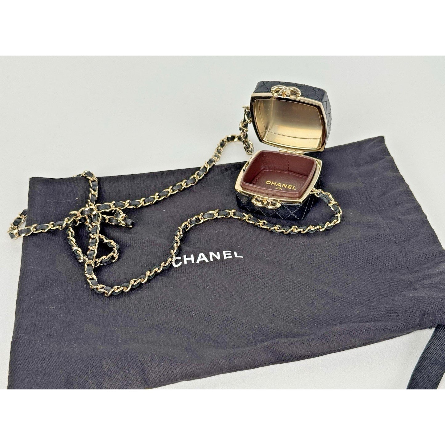 Chanel AP2425 Chain Clutch In Black Lambskin Leather