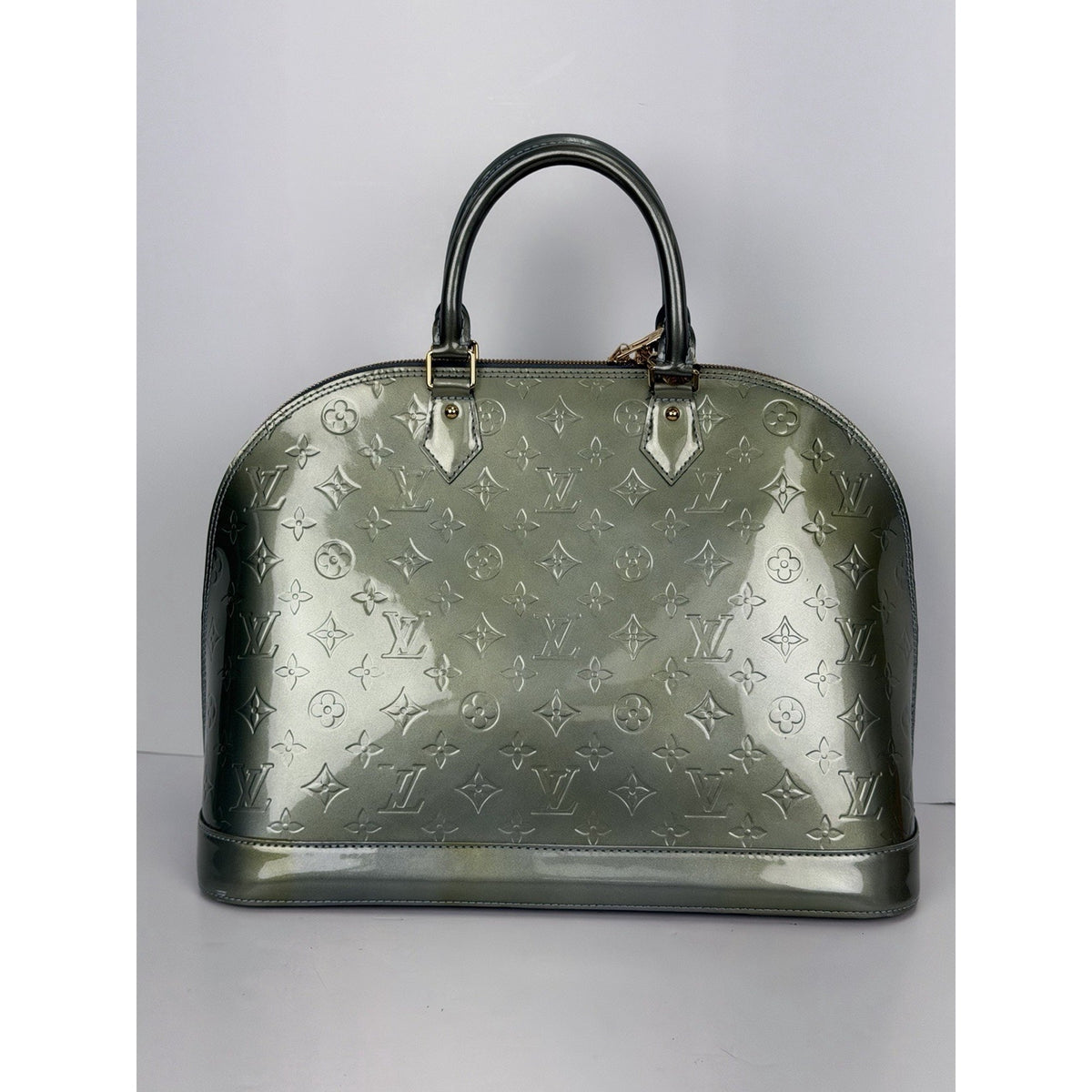 Louis Vuitton Alma GM Handbag in Green LV Monogram Vernis Patent Leather 2011 F2