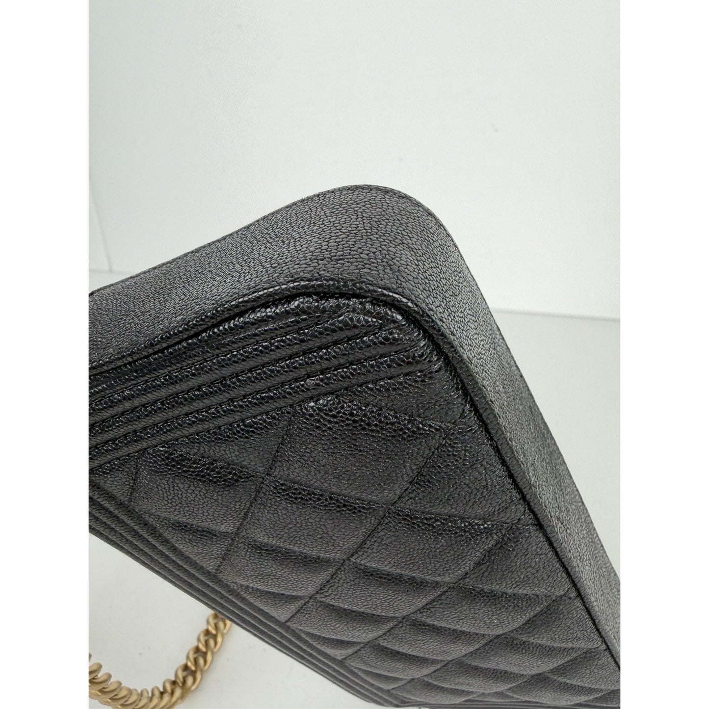 Chanel Boy Double Zip Chain Clutch in Quilted Black Caviar Leather 2019 E4