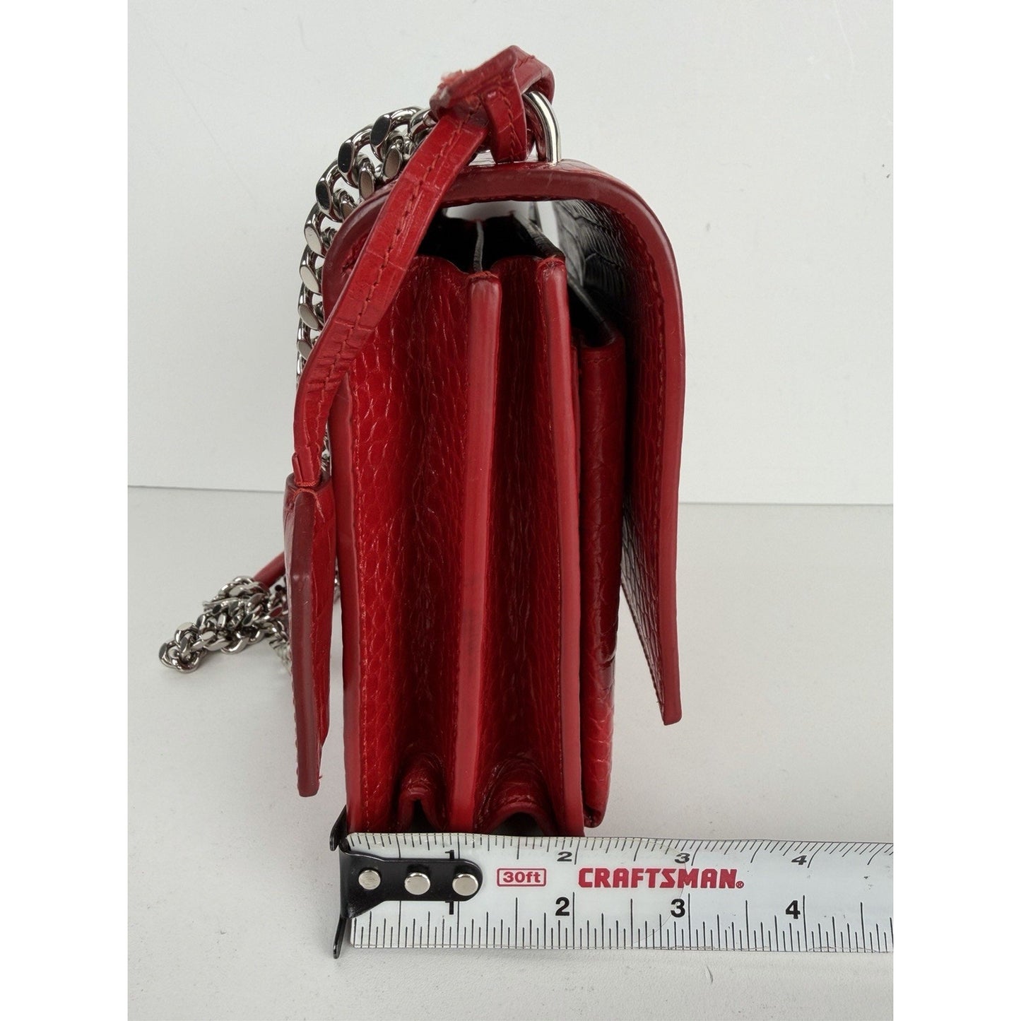 Saint Laurent Sunset Shoulder Bag Medium in Red Croc-Embossed Leather S