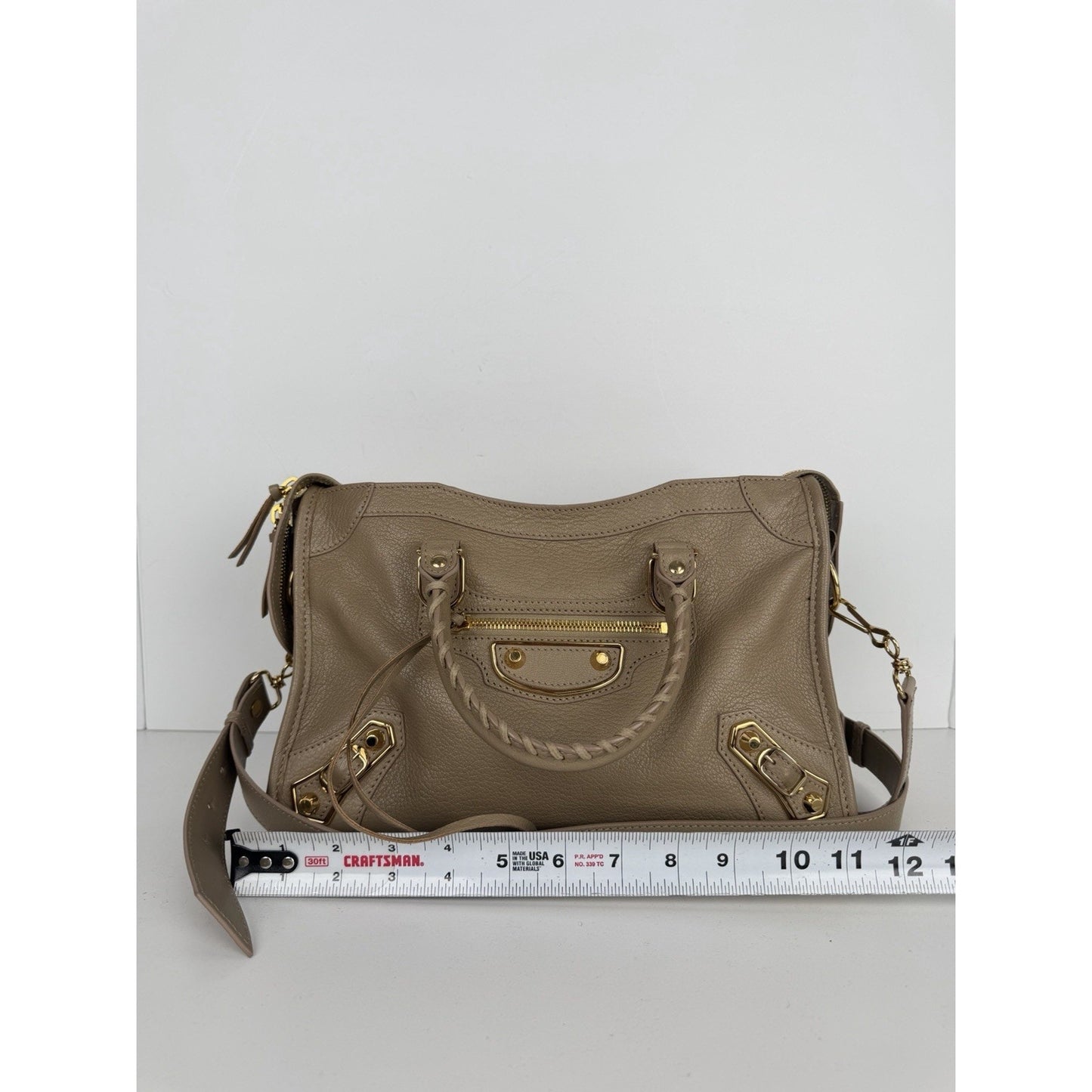 Balenciaga Metallic Edge City Bag Small in Beige Leather with Gold Hardware B-1