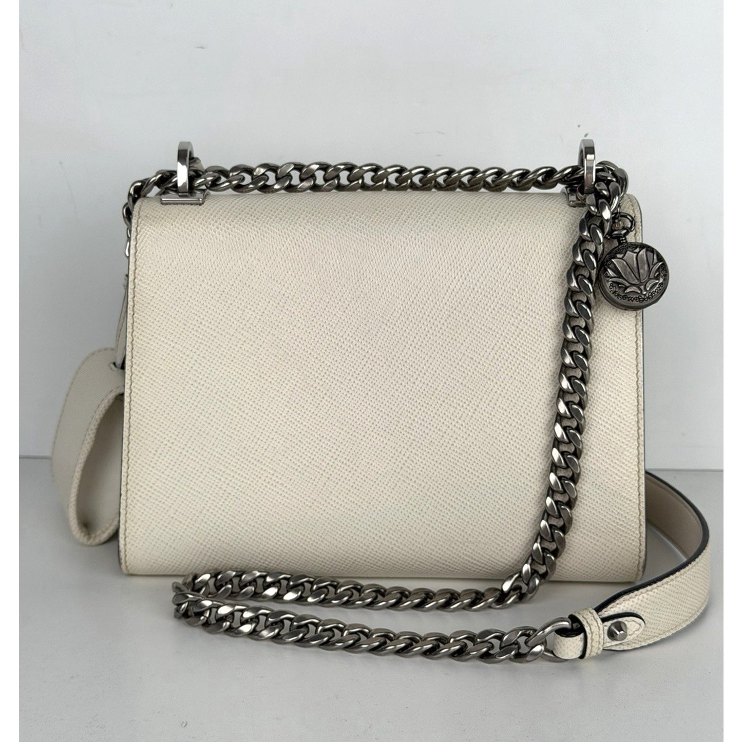 Prada Monochrome Patch Envelope Shoulder Bag Small in White Saffiano Leather S18