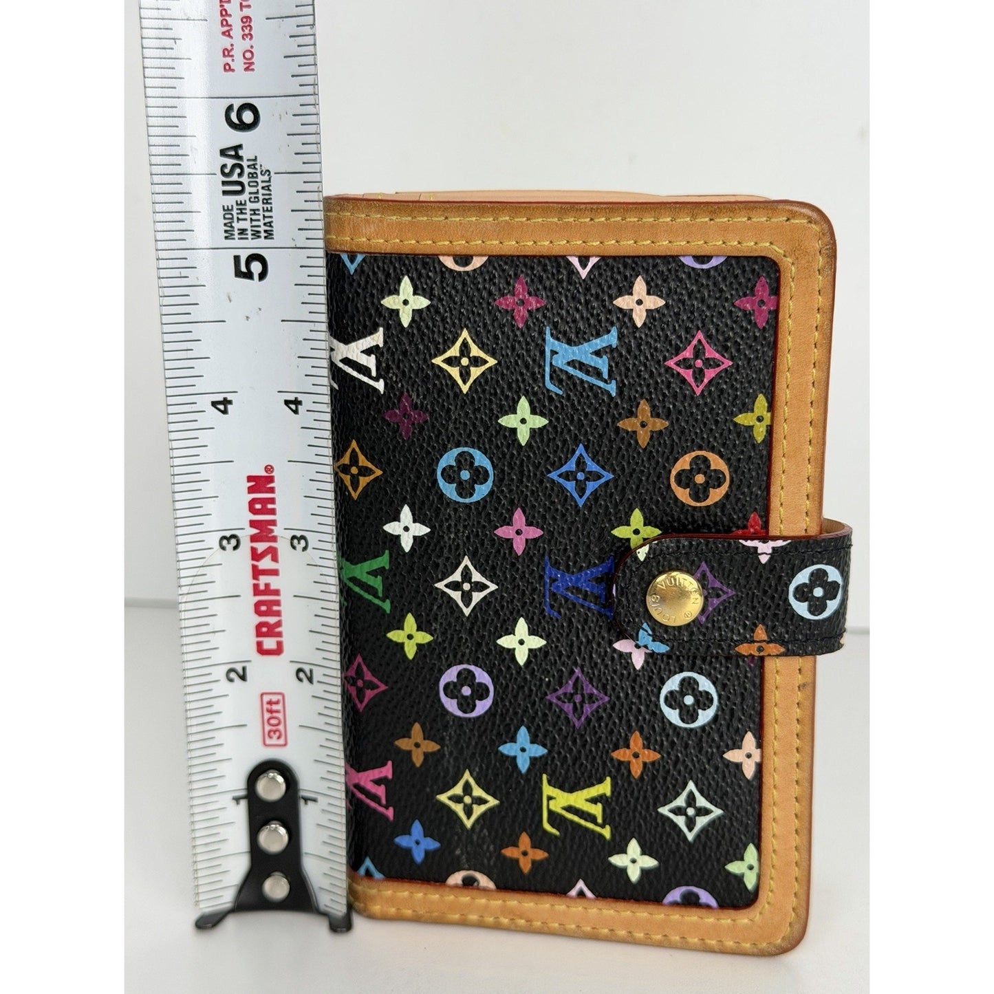 Louis Vuitton Monogram Multicolor French Purse Wallet in Black Canvas 2007