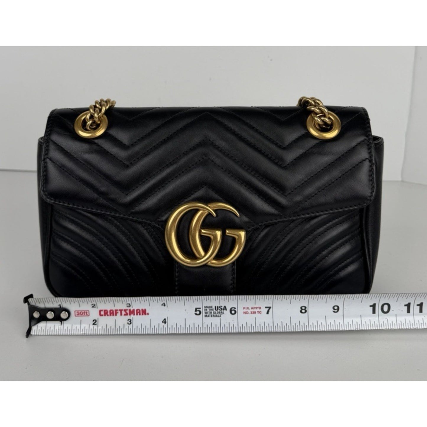 Gucci GG Marmont Matelasse Shoulder Small Bag in Black Quilted Leather S-07