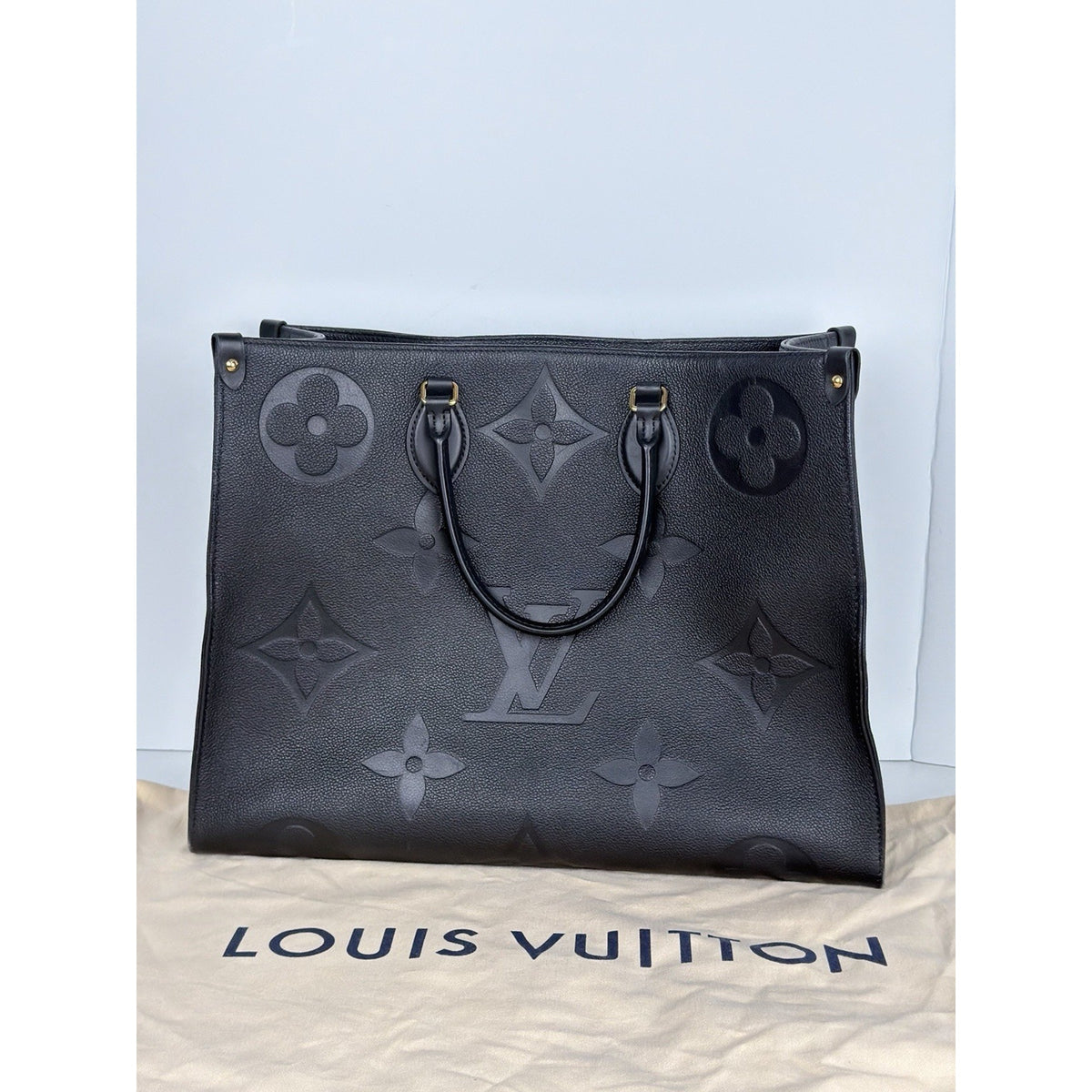 Louis Vuitton OnTheGo GM Tote Bag in Black Monogram Empreinte Leather NFC D-4