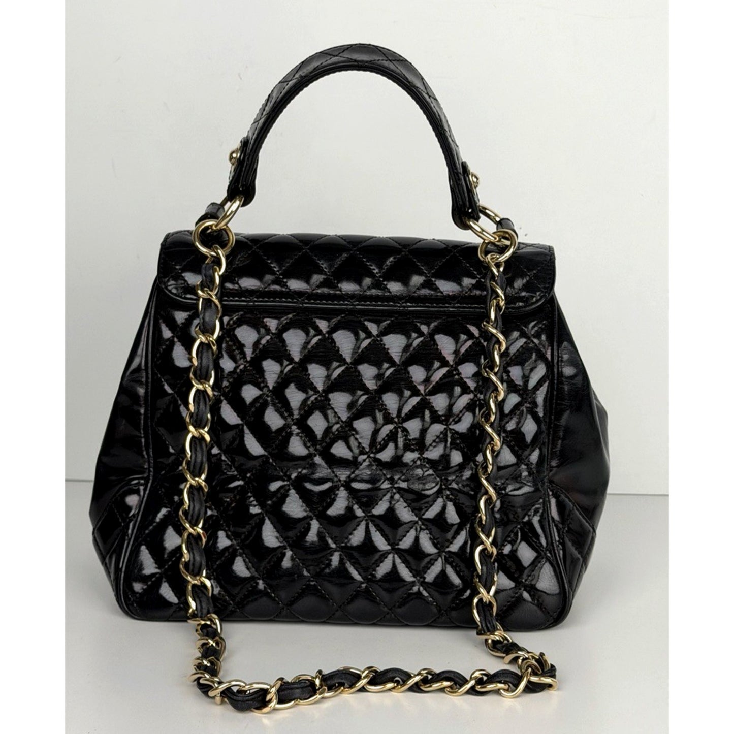 Chanel Mademoiselle Kelly Flap Bag in Black Quilted Patent Leather 2009 B5