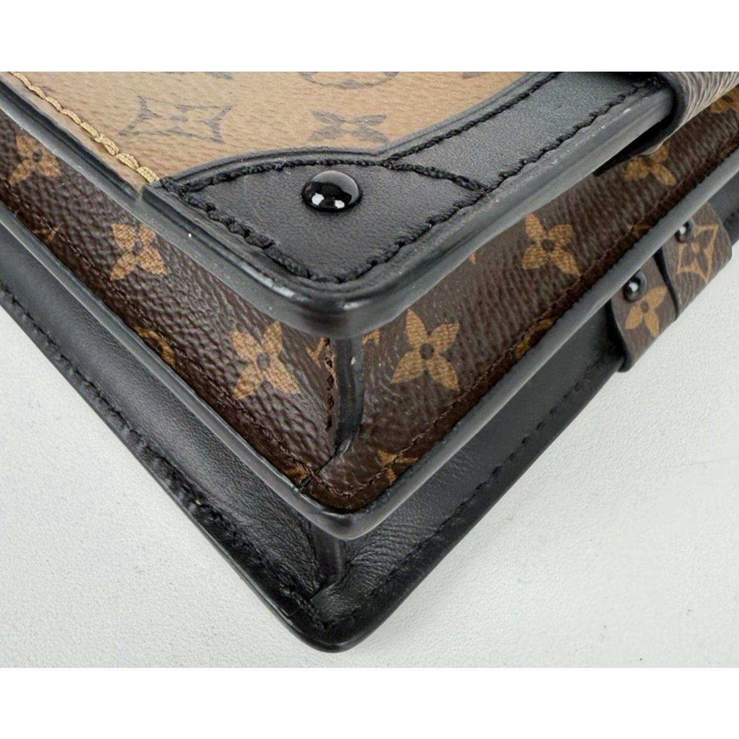 Louis Vuitton Trunk Clutch Bag in Reverse Monogram Coated Canvas NFC D2