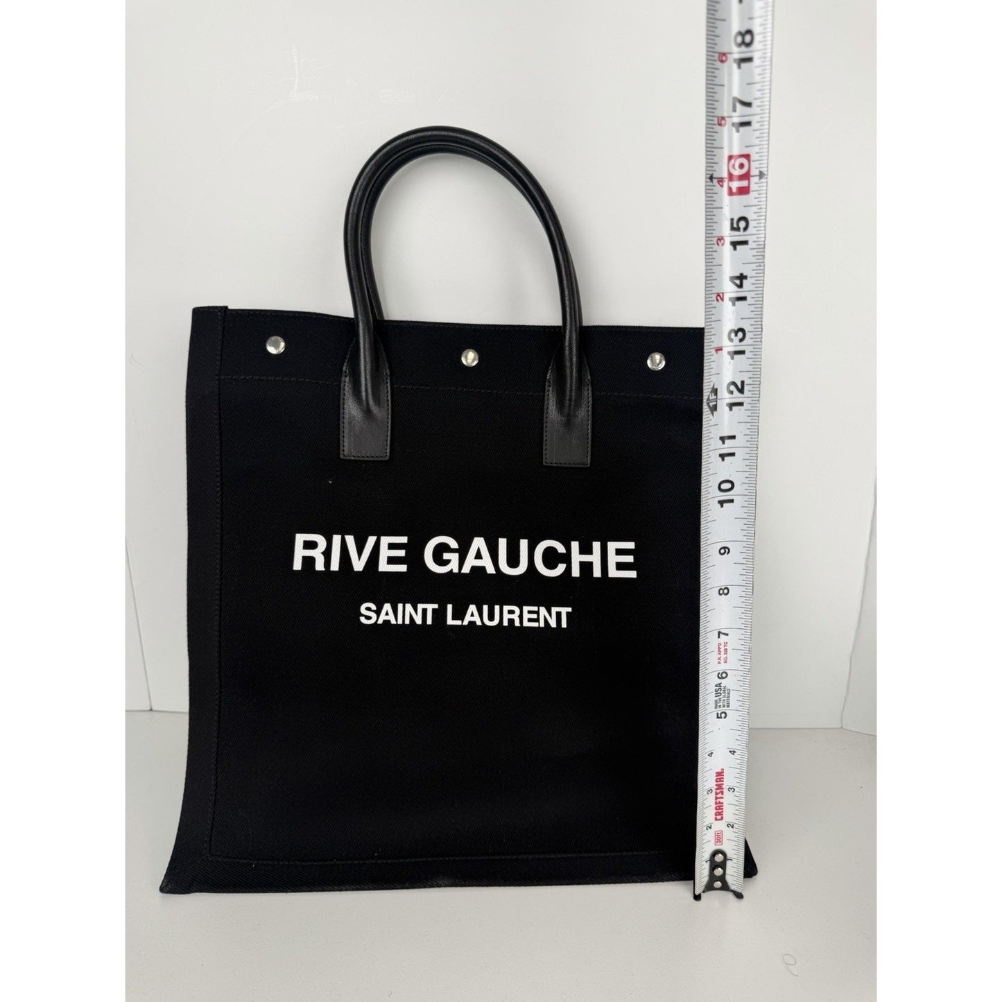 Saint Laurent Signature Rive Gauche Tote Bag Vertical in Black Canvas E-6