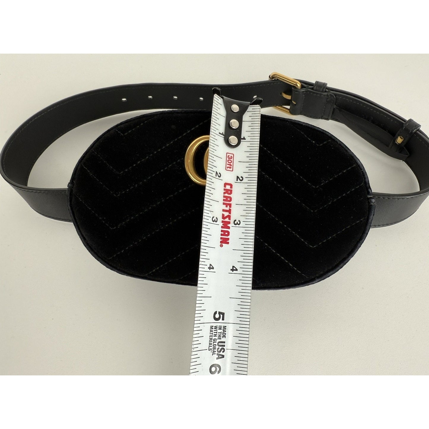 Gucci GG Marmont Oval Black Velvet Belt Bag