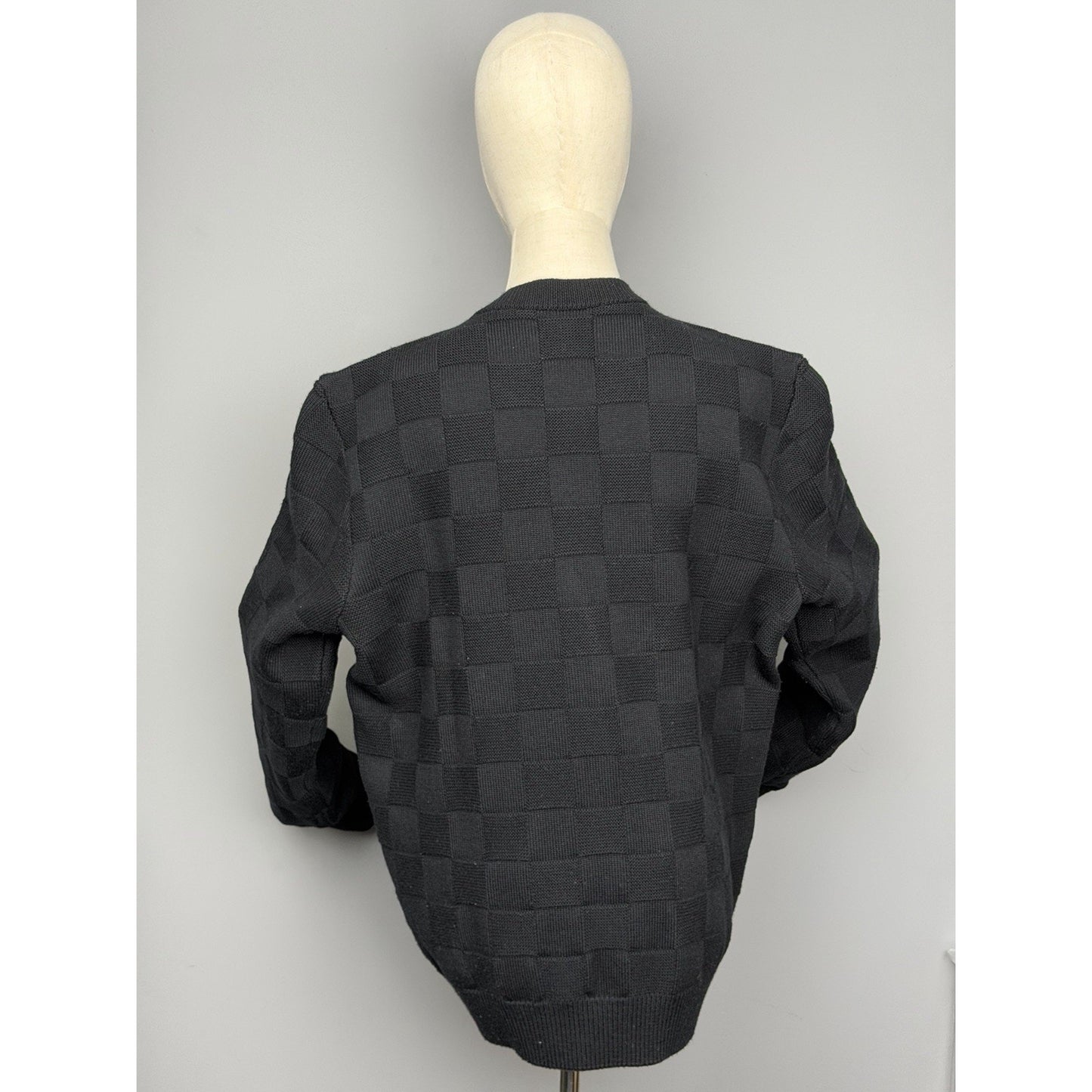 Louis Vuitton Pullover Sweater in Black Embellished Wool Damier