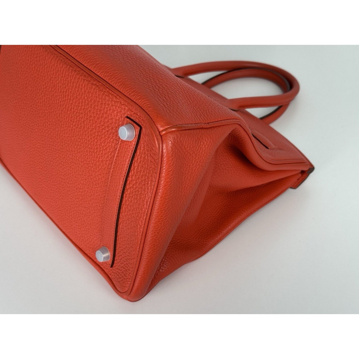 Hermes Birkin 35 Handbag in Red Clemence Leather with Palladium Hardware D-4