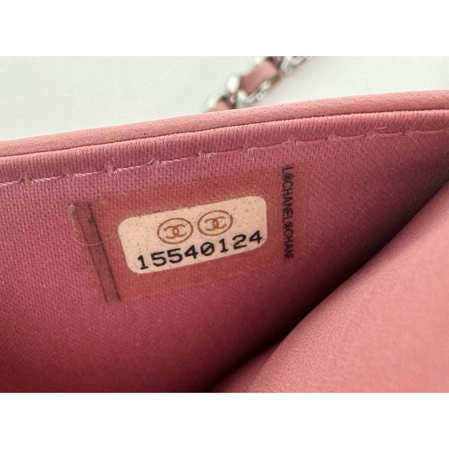 Chanel Camellia Wallet on Chain Pink Embossed Lambskin Silver Hardware B-9