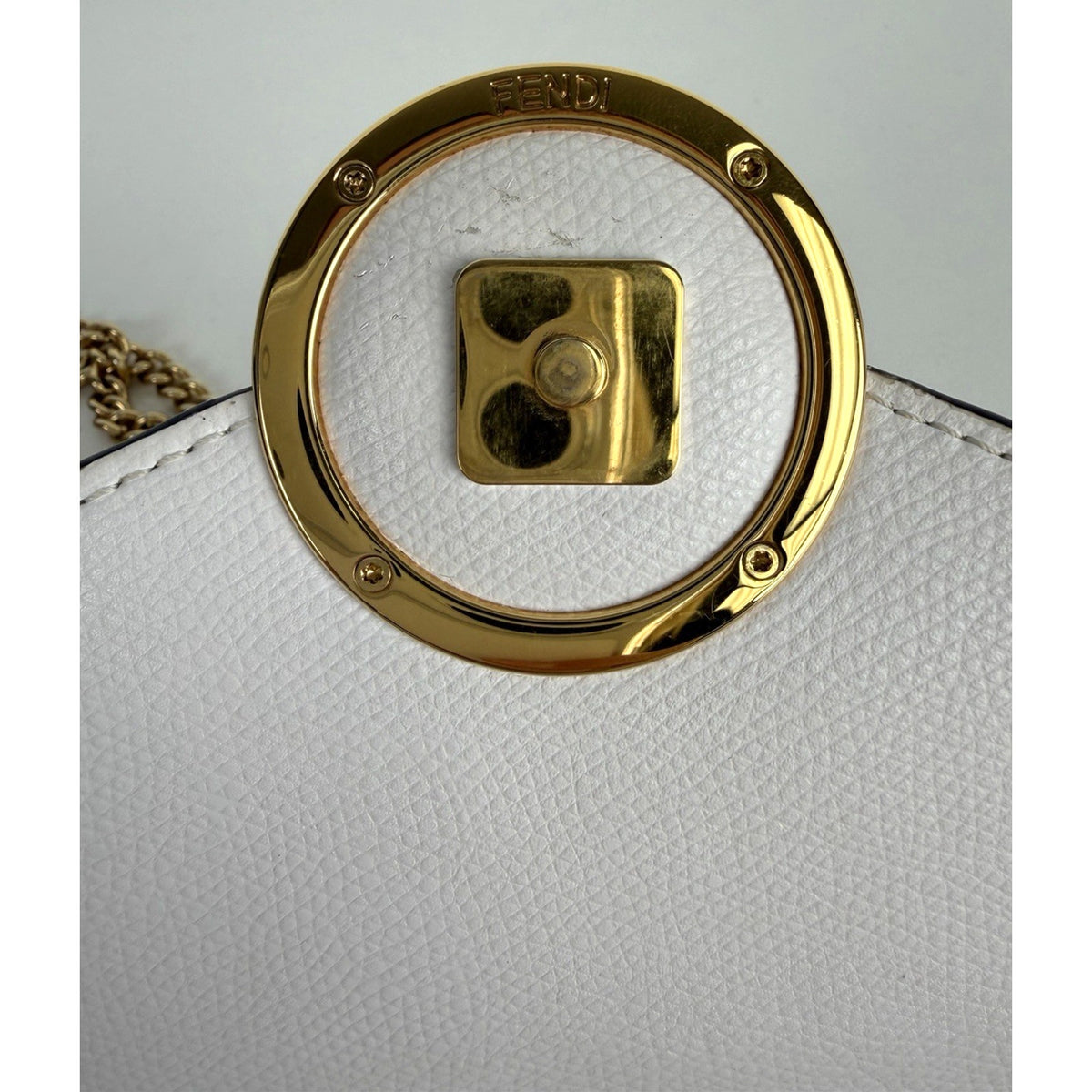 Fendi F is Fendi Envelope Wallet on Chain Crossbody Bag in White Leather S-08